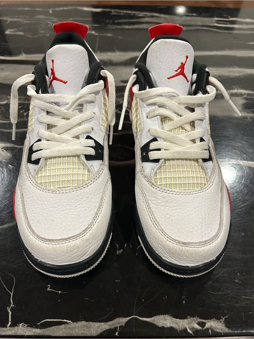 Jordan Kids White, Black and Red Retro Basketball Sneakers
